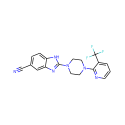 N#Cc1ccc2[nH]c(N3CCN(c4ncccc4C(F)(F)F)CC3)nc2c1 ZINC000038157657