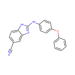 N#Cc1ccc2[nH]c(Nc3ccc(Oc4ccccc4)cc3)nc2c1 ZINC000084671612