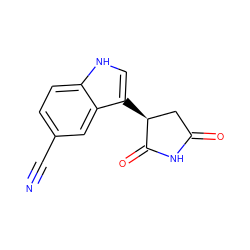 N#Cc1ccc2[nH]cc([C@H]3CC(=O)NC3=O)c2c1 ZINC001772584547