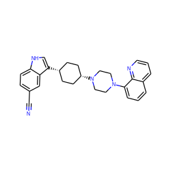 N#Cc1ccc2[nH]cc([C@H]3CC[C@@H](N4CCN(c5cccc6cccnc56)CC4)CC3)c2c1 ZINC000101181590