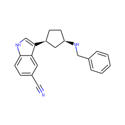 N#Cc1ccc2[nH]cc([C@H]3CC[C@@H](NCc4ccccc4)C3)c2c1 ZINC000064436415