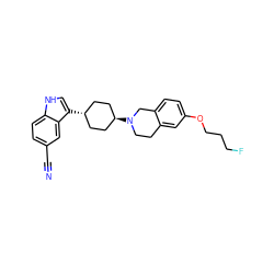 N#Cc1ccc2[nH]cc([C@H]3CC[C@H](N4CCc5cc(OCCCF)ccc5C4)CC3)c2c1 ZINC000101202367