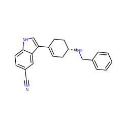 N#Cc1ccc2[nH]cc(C3=CC[C@@H](NCc4ccccc4)CC3)c2c1 ZINC000029551160