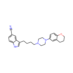 N#Cc1ccc2[nH]cc(CCCCN3CCN(c4ccc5c(c4)CCCO5)CC3)c2c1 ZINC000013582536