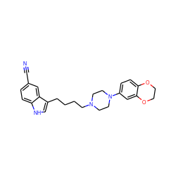 N#Cc1ccc2[nH]cc(CCCCN3CCN(c4ccc5c(c4)OCCO5)CC3)c2c1 ZINC000013582476