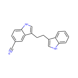 N#Cc1ccc2[nH]cc(CCc3c[nH]c4ccccc34)c2c1 ZINC000299830493