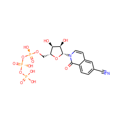 N#Cc1ccc2c(=O)n([C@@H]3O[C@H](CO[P@@](=O)(O)O[P@@](=O)(O)OP(=O)(O)O)[C@@H](O)[C@H]3O)ccc2c1 ZINC000043574828