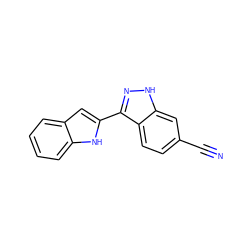 N#Cc1ccc2c(-c3cc4ccccc4[nH]3)n[nH]c2c1 ZINC000034050620