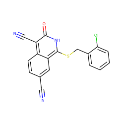 N#Cc1ccc2c(C#N)c(=O)[nH]c(SCc3ccccc3Cl)c2c1 ZINC000073169519