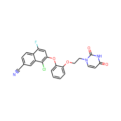 N#Cc1ccc2c(F)cc(Oc3ccccc3OCCn3ccc(=O)[nH]c3=O)c(Cl)c2c1 ZINC001772640053