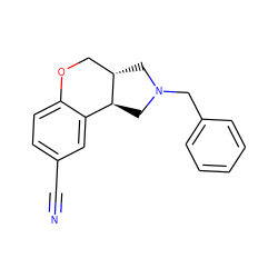 N#Cc1ccc2c(c1)[C@@H]1CN(Cc3ccccc3)C[C@H]1CO2 ZINC000026167991