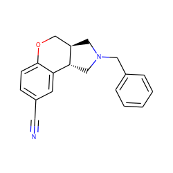 N#Cc1ccc2c(c1)[C@H]1CN(Cc3ccccc3)C[C@@H]1CO2 ZINC000026160512