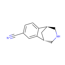 N#Cc1ccc2c(c1)[C@H]1CNC[C@H]2C1 ZINC000101031907