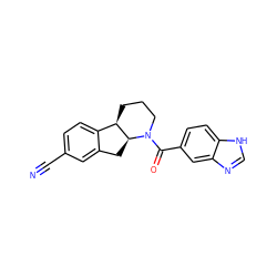 N#Cc1ccc2c(c1)C[C@H]1[C@@H]2CCCN1C(=O)c1ccc2[nH]cnc2c1 ZINC000141675818