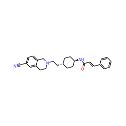 N#Cc1ccc2c(c1)CCN(CC[C@H]1CC[C@H](NC(=O)/C=C/c3ccccc3)CC1)C2 ZINC000299845082