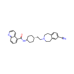 N#Cc1ccc2c(c1)CCN(CC[C@H]1CC[C@H](NC(=O)c3cccc4ncccc34)CC1)CC2 ZINC000299804928