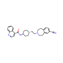 N#Cc1ccc2c(c1)CCN(CC[C@H]1CC[C@H](NC(=O)c3ccnc4ccccc34)CC1)CC2 ZINC000253994948