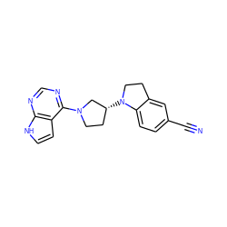 N#Cc1ccc2c(c1)CCN2[C@@H]1CCN(c2ncnc3[nH]ccc23)C1 ZINC000149032526