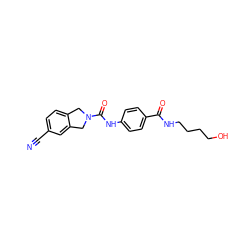 N#Cc1ccc2c(c1)CN(C(=O)Nc1ccc(C(=O)NCCCCO)cc1)C2 ZINC000166830588