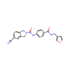 N#Cc1ccc2c(c1)CN(C(=O)Nc1ccc(C(=O)NCc3ccoc3)cc1)C2 ZINC000166556776