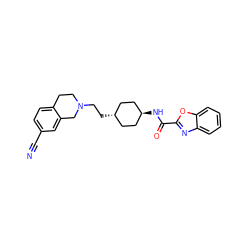 N#Cc1ccc2c(c1)CN(CC[C@H]1CC[C@H](NC(=O)c3nc4ccccc4o3)CC1)CC2 ZINC000473129839