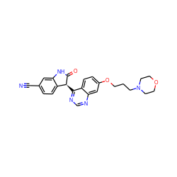 N#Cc1ccc2c(c1)NC(=O)[C@H]2c1ncnc2cc(OCCCN3CCOCC3)ccc12 ZINC000013560309