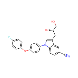 N#Cc1ccc2c(c1)c(C[C@H](O)CO)cn2-c1ccc(Oc2ccc(F)cc2)cc1 ZINC000146627437