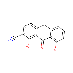 N#Cc1ccc2c(c1O)C(=O)c1c(O)cccc1C2 ZINC000013606524