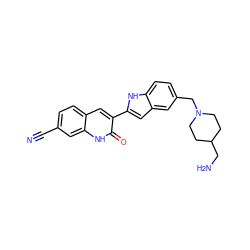 N#Cc1ccc2cc(-c3cc4cc(CN5CCC(CN)CC5)ccc4[nH]3)c(=O)[nH]c2c1 ZINC000034804230