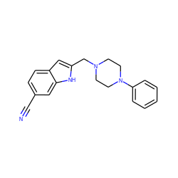 N#Cc1ccc2cc(CN3CCN(c4ccccc4)CC3)[nH]c2c1 ZINC000013835355