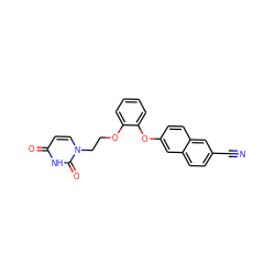 N#Cc1ccc2cc(Oc3ccccc3OCCn3ccc(=O)[nH]c3=O)ccc2c1 ZINC001772626748