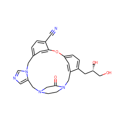 N#Cc1ccc2cc1Oc1ccc(C[C@H](O)CO)c(c1)CN1CCN(CC1=O)Cc1cncn1C2 ZINC000013589251