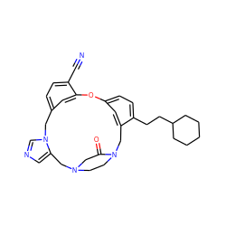 N#Cc1ccc2cc1Oc1ccc(CCC3CCCCC3)c(c1)CN1CCN(CC1=O)Cc1cncn1C2 ZINC000013589250