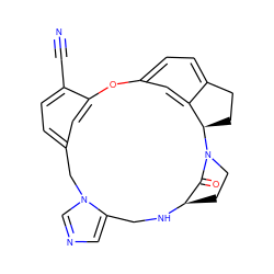 N#Cc1ccc2cc1Oc1ccc3c(c1)[C@@H](CC3)N1CC[C@@H](NCc3cncn3C2)C1=O ZINC000003934671