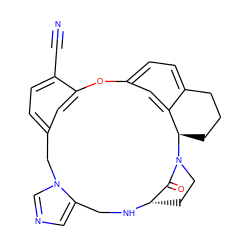 N#Cc1ccc2cc1Oc1ccc3c(c1)[C@@H](CCC3)N1CC[C@H](NCc3cncn3C2)C1=O ZINC000013473923