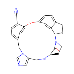 N#Cc1ccc2cc1Oc1ccc3c(c1)[C@H](CC3)N1CC[C@@H](NCc3cncn3C2)C1=O ZINC000038306562