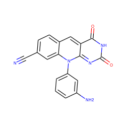 N#Cc1ccc2cc3c(=O)[nH]c(=O)nc-3n(-c3cccc(N)c3)c2c1 ZINC000096282695