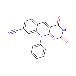 N#Cc1ccc2cc3c(=O)[nH]c(=O)nc-3n(-c3ccccc3)c2c1 ZINC000096282704