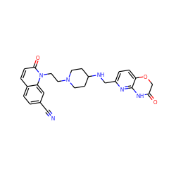 N#Cc1ccc2ccc(=O)n(CCN3CCC(NCc4ccc5c(n4)NC(=O)CO5)CC3)c2c1 ZINC000034845666