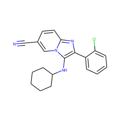 N#Cc1ccc2nc(-c3ccccc3Cl)c(NC3CCCCC3)n2c1 ZINC000068198859