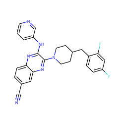 N#Cc1ccc2nc(Nc3cccnc3)c(N3CCC(Cc4ccc(F)cc4F)CC3)nc2c1 ZINC000144513072