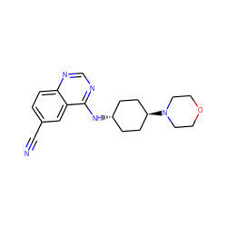 N#Cc1ccc2ncnc(N[C@H]3CC[C@H](N4CCOCC4)CC3)c2c1 ZINC000584639848