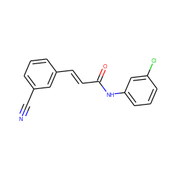 N#Cc1cccc(/C=C/C(=O)Nc2cccc(Cl)c2)c1 ZINC000031546870