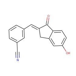 N#Cc1cccc(/C=C2\Cc3cc(O)ccc3C2=O)c1 ZINC000588535251