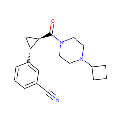 N#Cc1cccc([C@@H]2C[C@H]2C(=O)N2CCN(C3CCC3)CC2)c1 ZINC000059050485