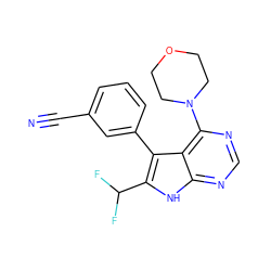 N#Cc1cccc(-c2c(C(F)F)[nH]c3ncnc(N4CCOCC4)c23)c1 ZINC000216471746