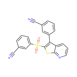 N#Cc1cccc(-c2c(S(=O)(=O)c3cccc(C#N)c3)sc3ncccc23)c1 ZINC000200124261