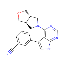 N#Cc1cccc(-c2c[nH]c3ncnc(N4C[C@H]5COC[C@@H]5C4)c23)c1 ZINC000224896315