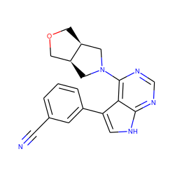 N#Cc1cccc(-c2c[nH]c3ncnc(N4C[C@H]5COC[C@H]5C4)c23)c1 ZINC000224929776