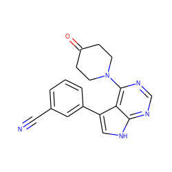 N#Cc1cccc(-c2c[nH]c3ncnc(N4CCC(=O)CC4)c23)c1 ZINC000224855284